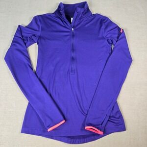 Nike Pro‎ Dri-FIT Purple Running Top Women's Size S Quarter Zip Thumbholes